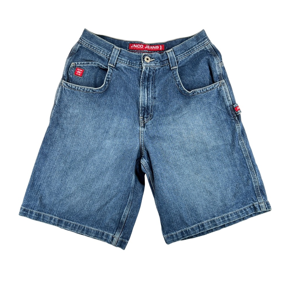 VTG 90s JNCO Jean Carpenter Shorts Mens 32 Crown Blue Skater Wide Leg Baggy Y2K - Picture 2 of 15